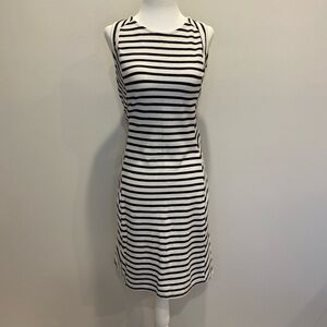 Black and white striped sleeveless midi dress. Old Navy.